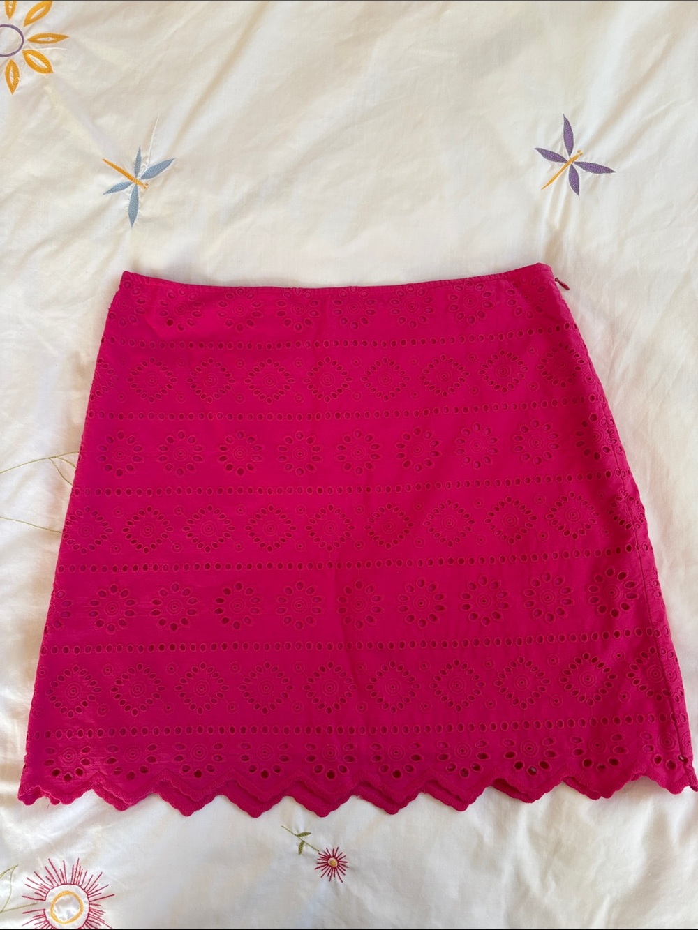 Vineyard Vines Hot Pink Eyelet Scalloped Mini Skirt
